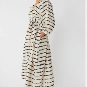 Matta Black and Cream Striped Long Sleeve Dress